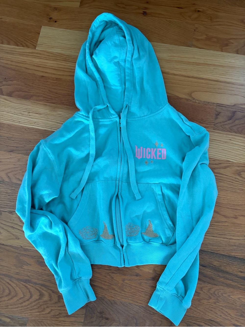 Turquoise "WICKED" Graphic Zip Hoodie